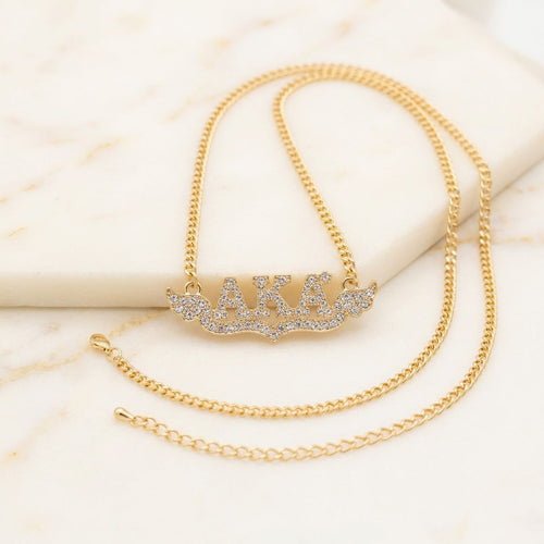 AKA Winged Bling Pendant Gold Chain Necklace