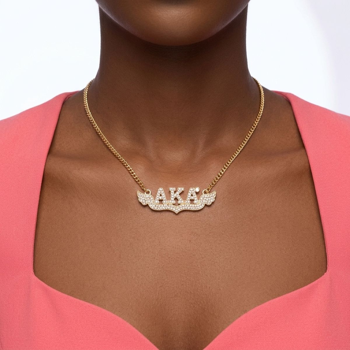 AKA Winged Bling Pendant Gold Chain Necklace