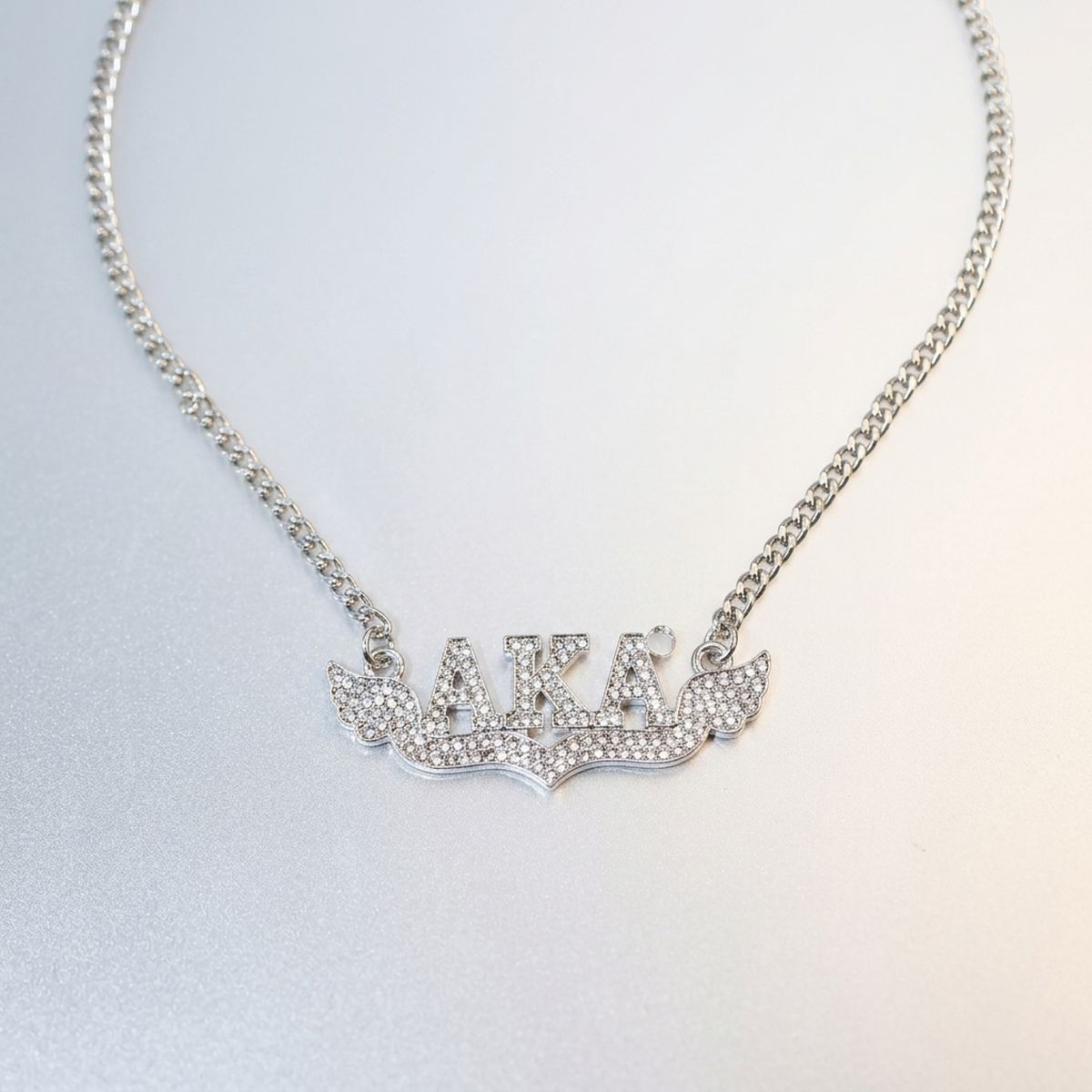 AKA Winged Bling Pendant Silver Chain Necklace