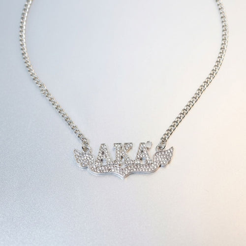 AKA Winged Bling Pendant Silver Chain Necklace