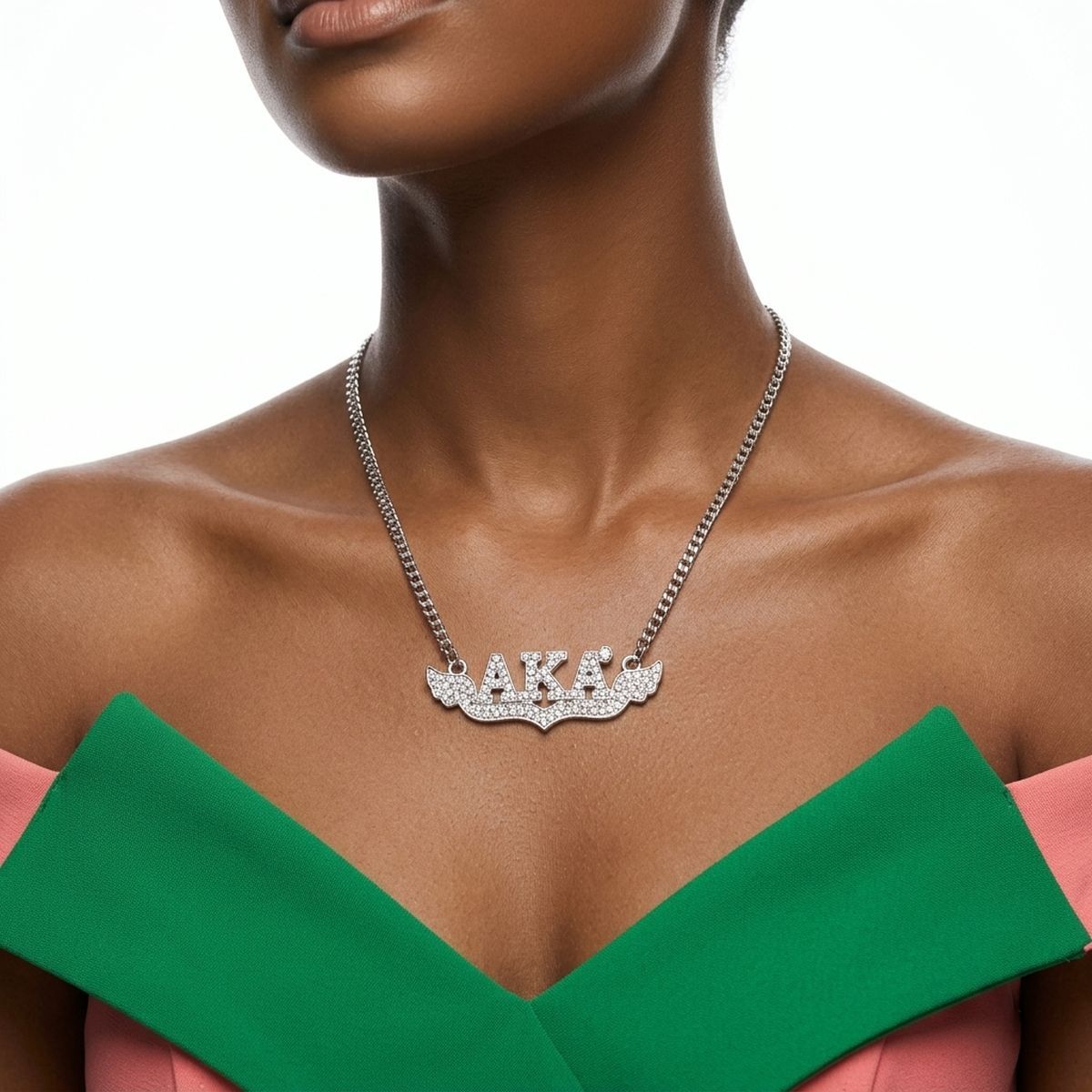 AKA Winged Bling Pendant Silver Chain Necklace