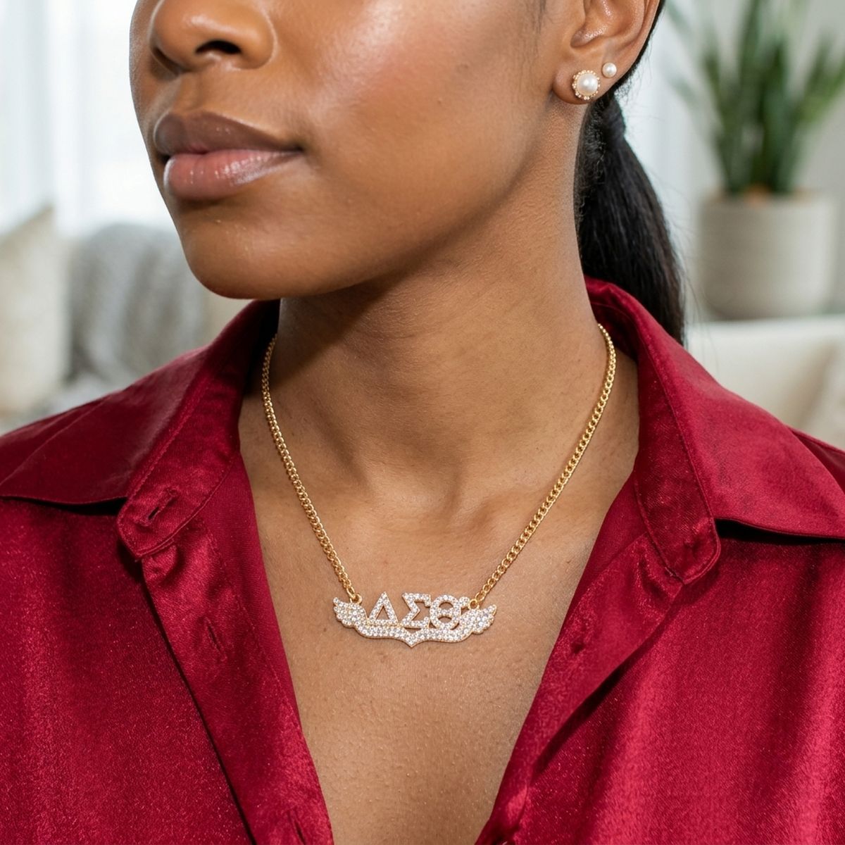 DST Winged Bling Pendant Gold Chain Necklace