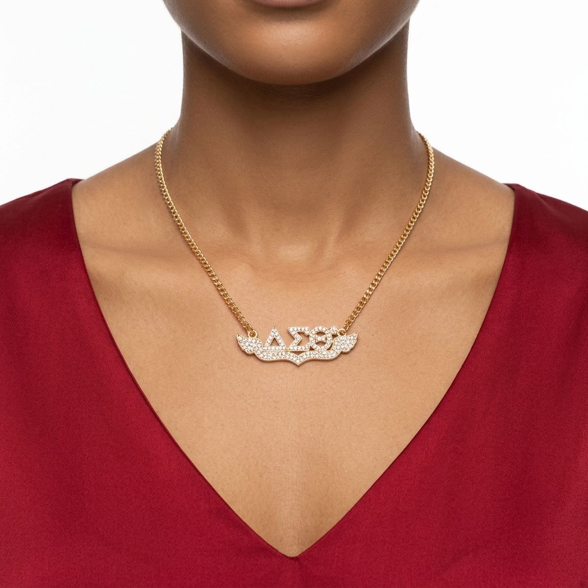 DST Winged Bling Pendant Gold Chain Necklace