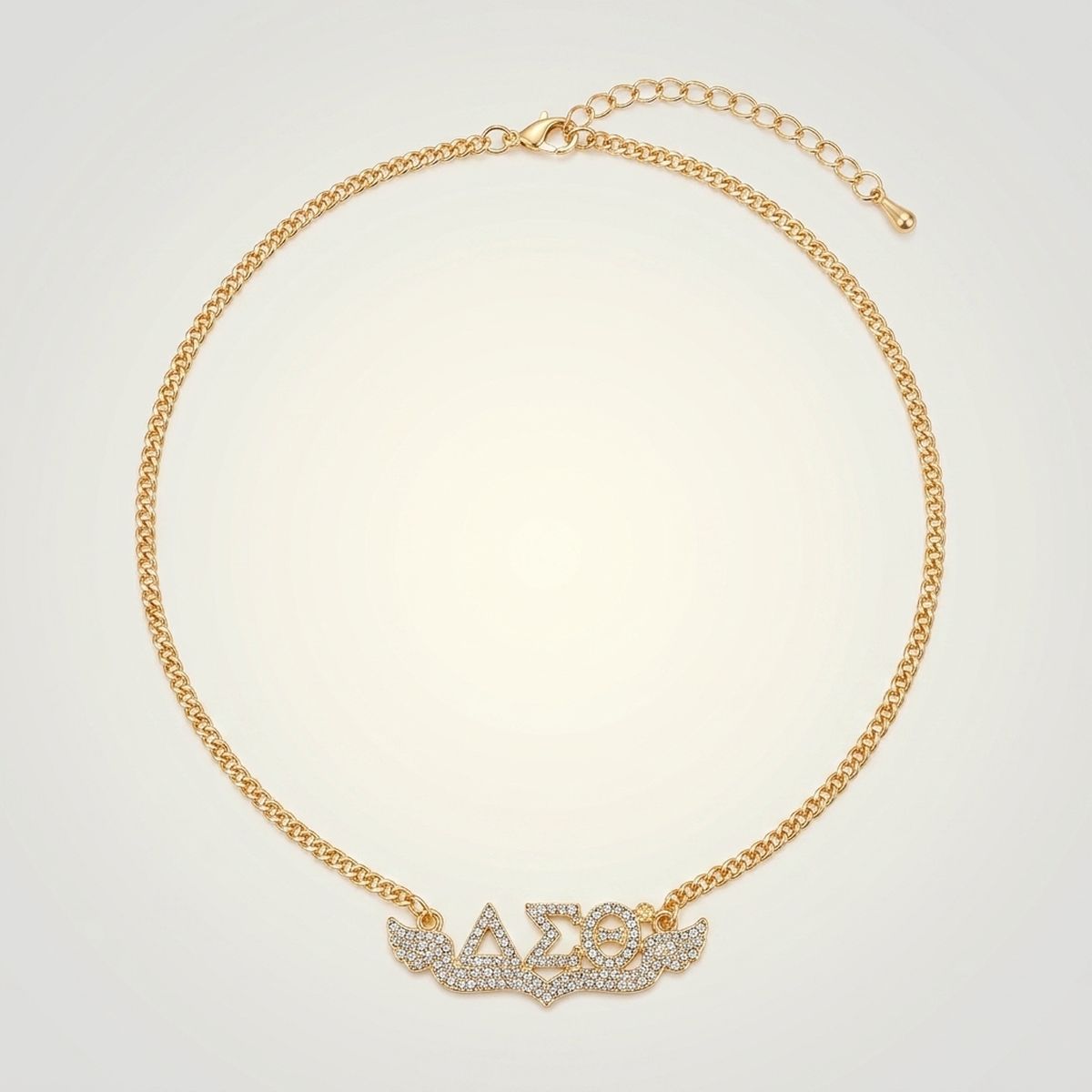 DST Winged Bling Pendant Gold Chain Necklace