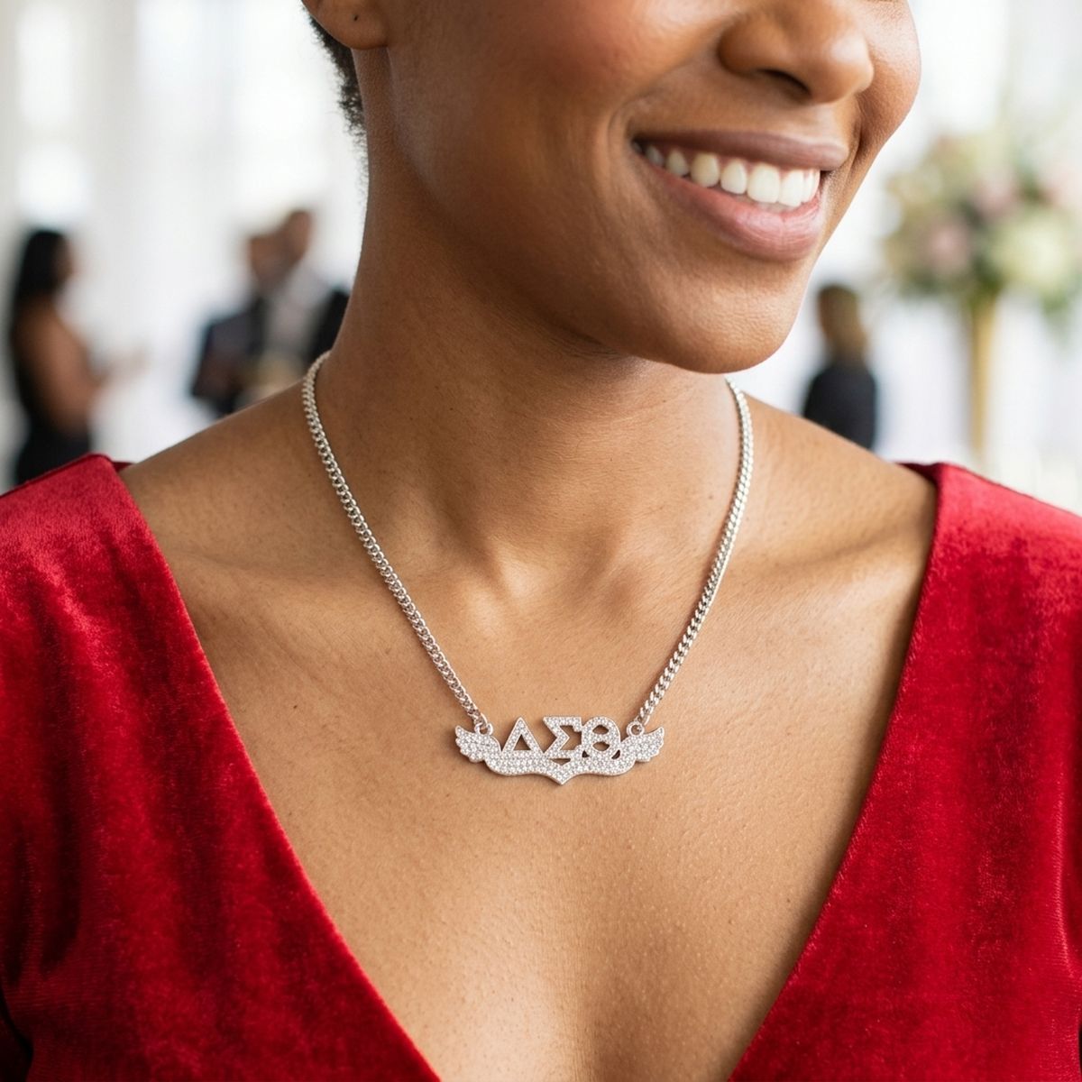DST Winged Bling Pendant Silver Chain Necklace