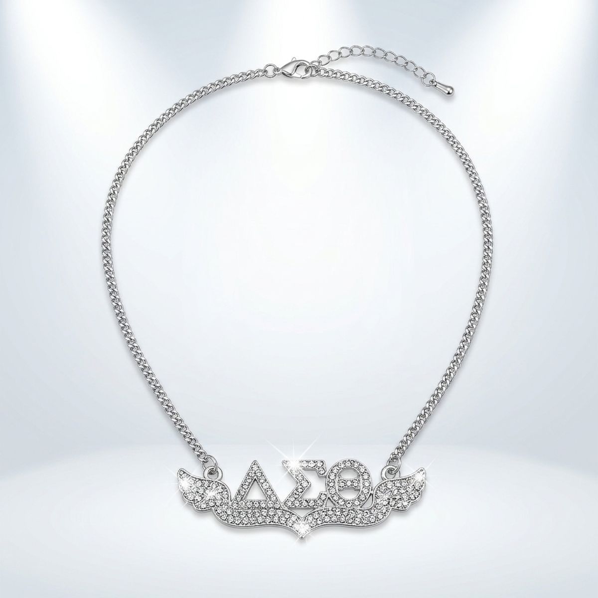 DST Winged Bling Pendant Silver Chain Necklace