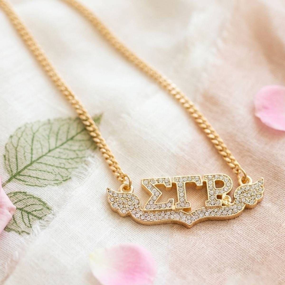 SGRHO Winged Bling Pendant Gold Chain Necklace