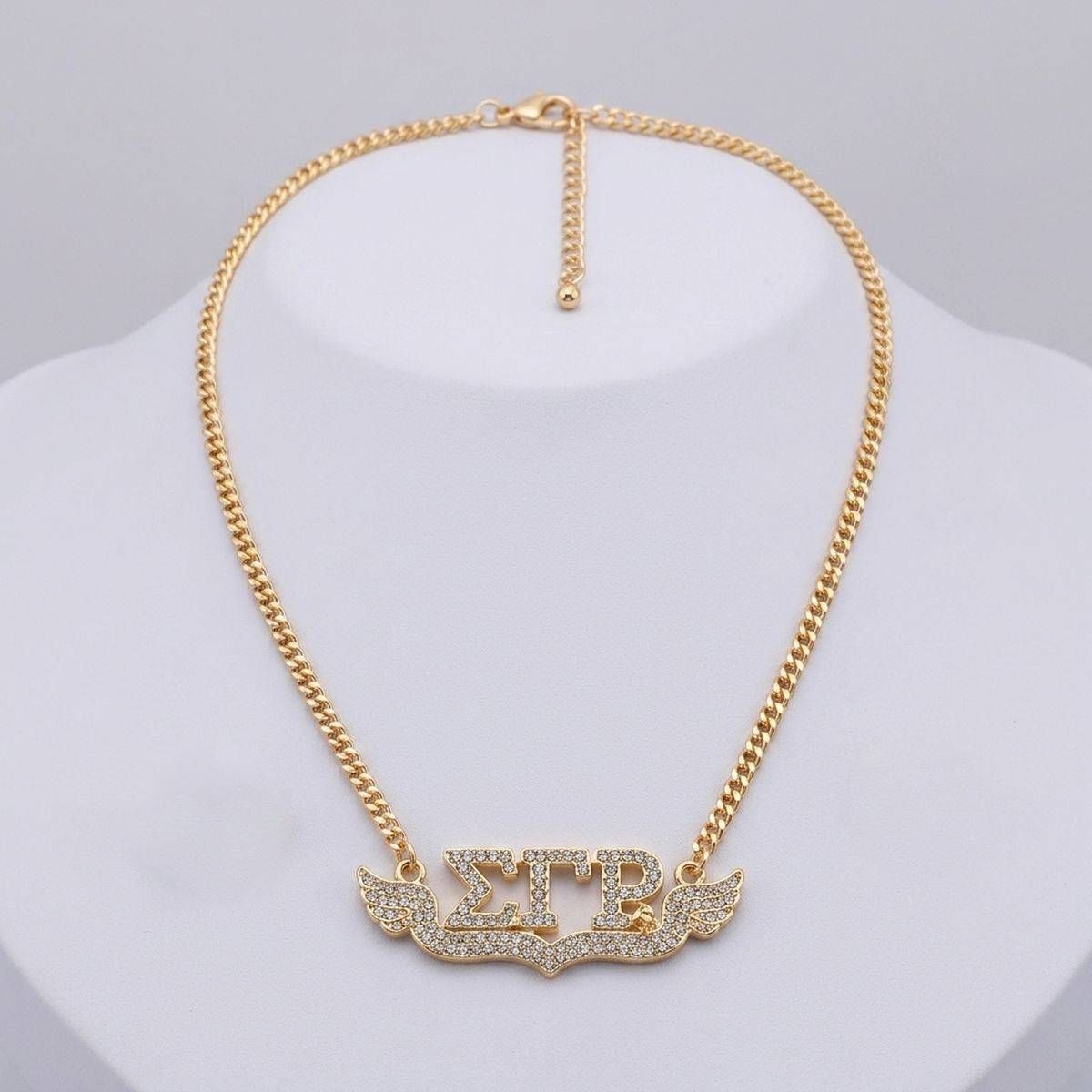 SGRHO Winged Bling Pendant Gold Chain Necklace