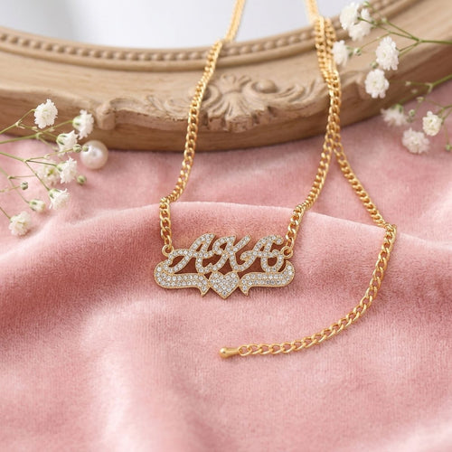 AKA Heart Bling Pendant Gold Chain Necklace