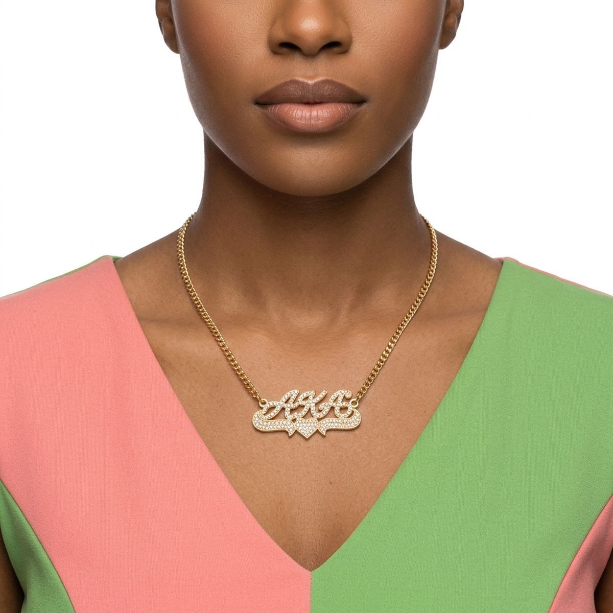 AKA Heart Bling Pendant Gold Chain Necklace