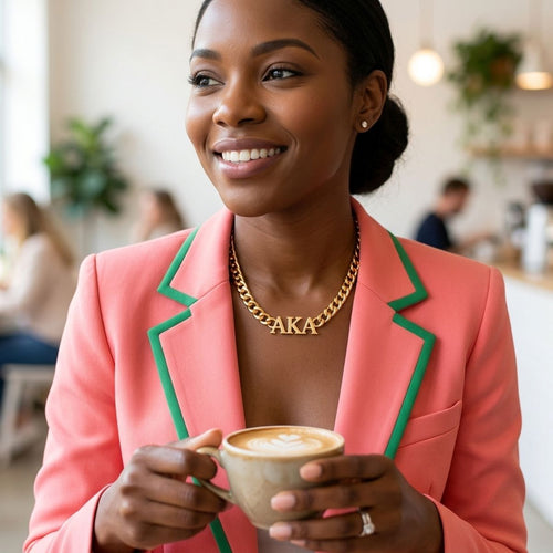 AKA Sorority Gold Chain Greek Letter Necklace