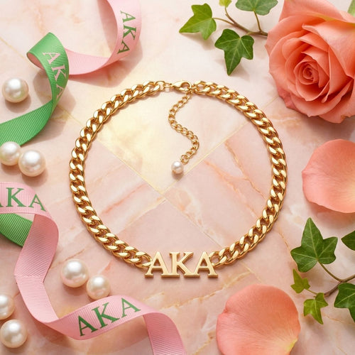 AKA Sorority Gold Chain Greek Letter Necklace