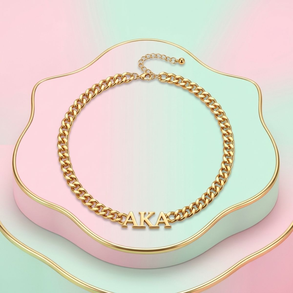 AKA Sorority Gold Chain Greek Letter Necklace