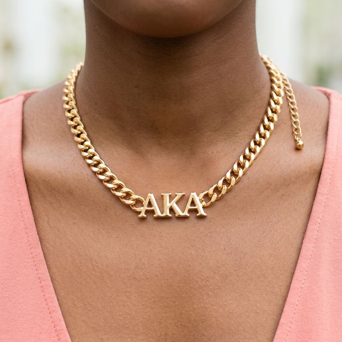 AKA Sorority Gold Chain Greek Letter Necklace