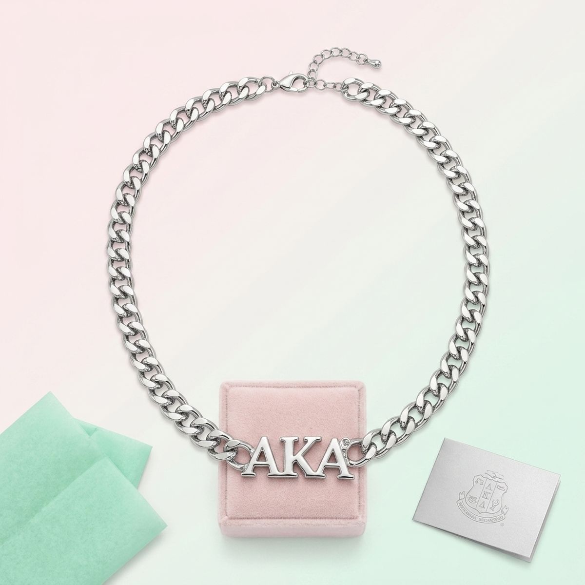 AKA Sorority Silver Chain Greek Letter Necklace