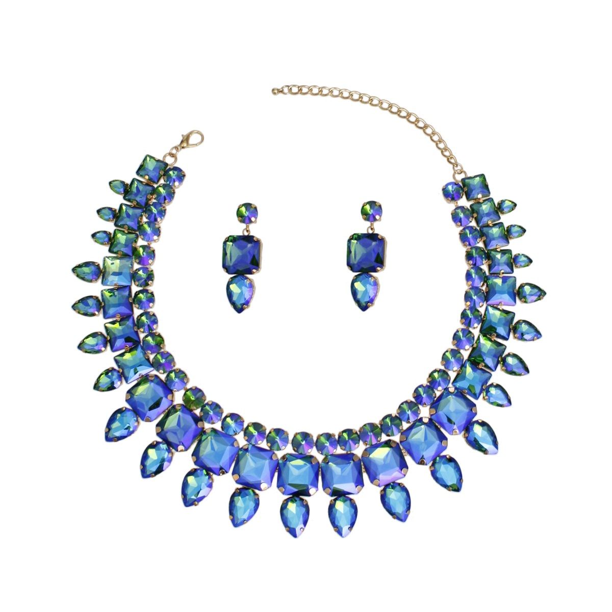 Blue Green Collar Red Carpet Ready Crystal Set