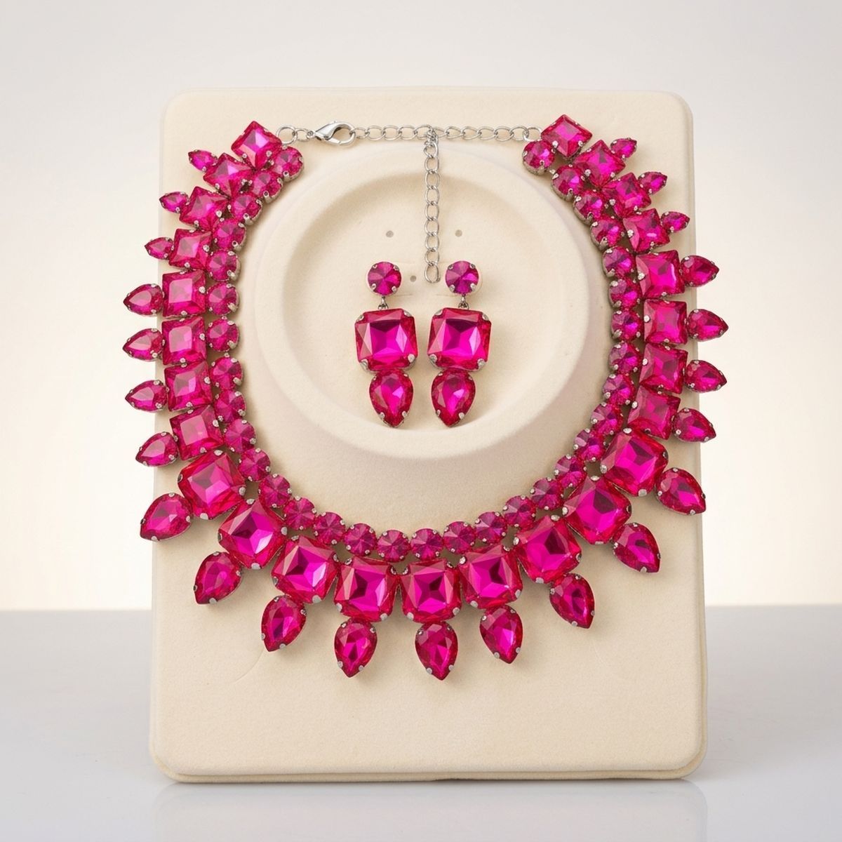 Fuchsia Glass Crystal Collar Red Carpet Necklace