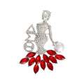DST Brooch Silver Elegant Lady Crystal Pin