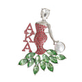 AKA Pink Green Woman Sorority Pin