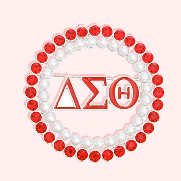 DST Brooch Red White Delta Round Pin for Women