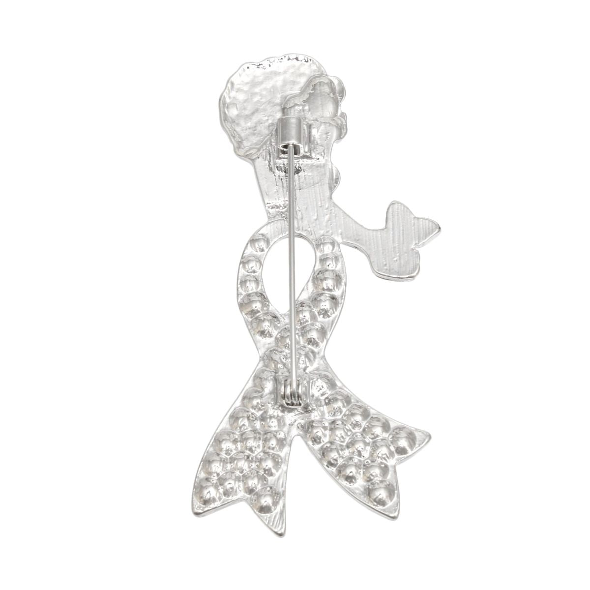 Breast Cancer Silver Pink Ribbon Legs Brooch Pin