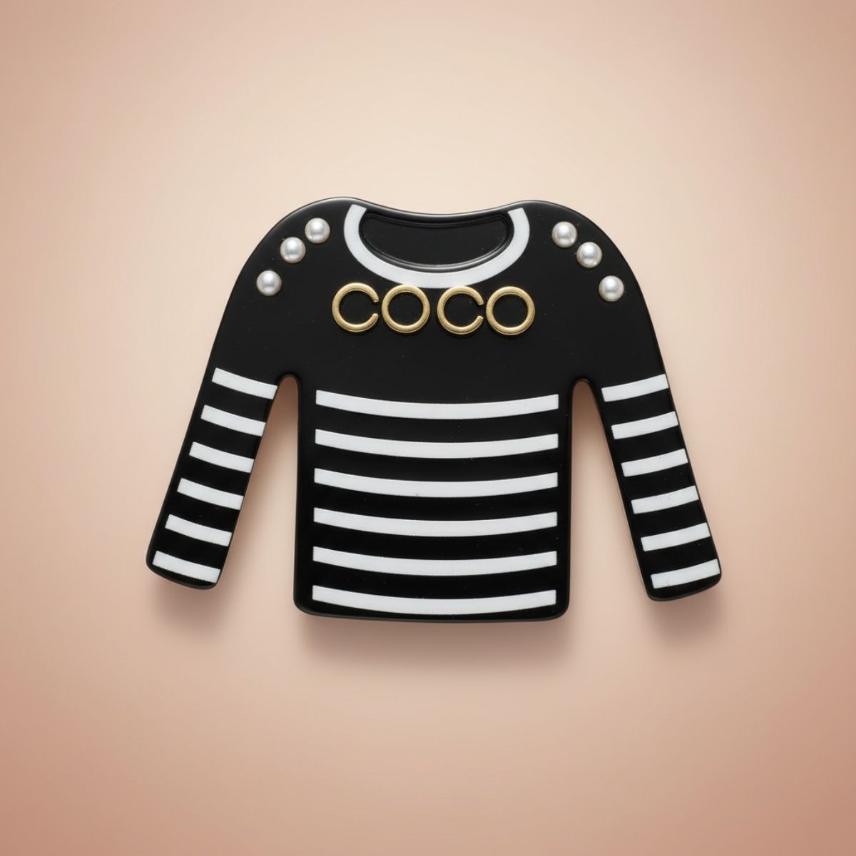 Brooch Hair Clip Black White Stripe COCO Shirt Pin