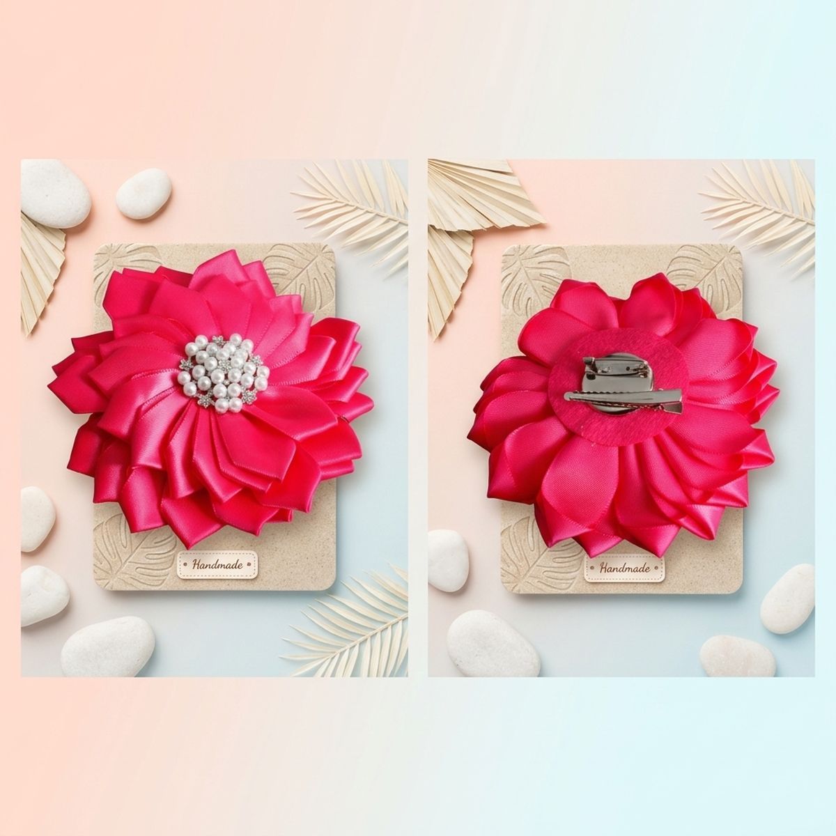 Brooch Fuchsia Flower Pearl Clip and Pin for Women