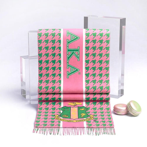 AKA Pink Green Houndstooth Fashion Shawl Scarf