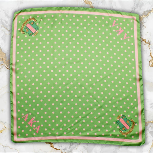 AKA Green Polka Dot Square Sorority Scarf