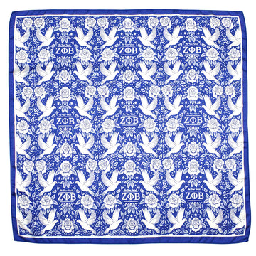 ZPB Blue and White Dove Square Sorority Scarf