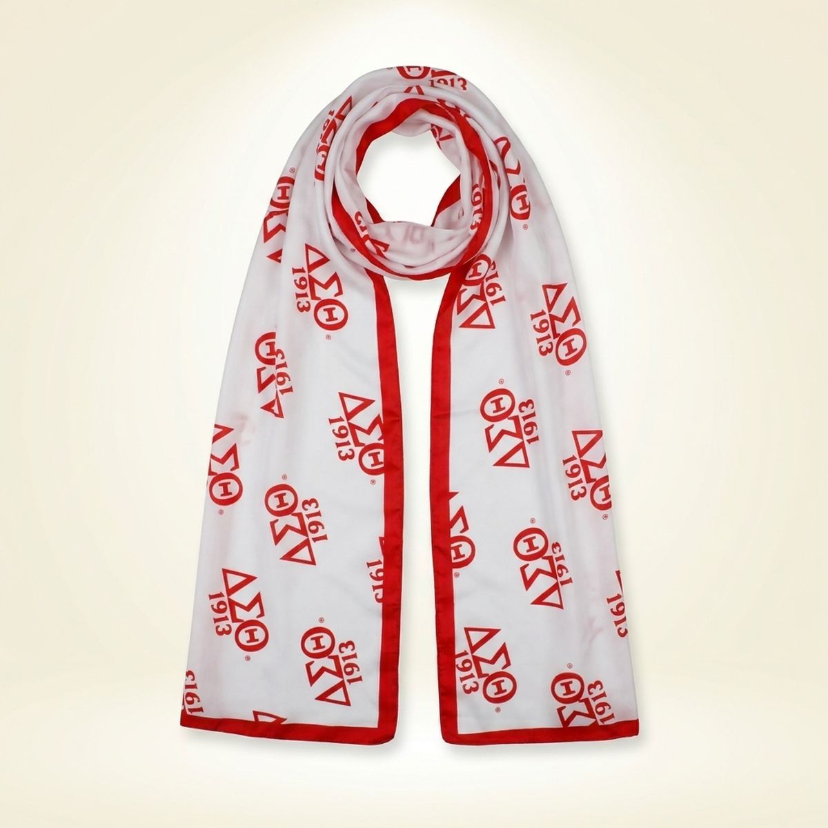 DST Long Red and White 1913 Rectangle Scarf