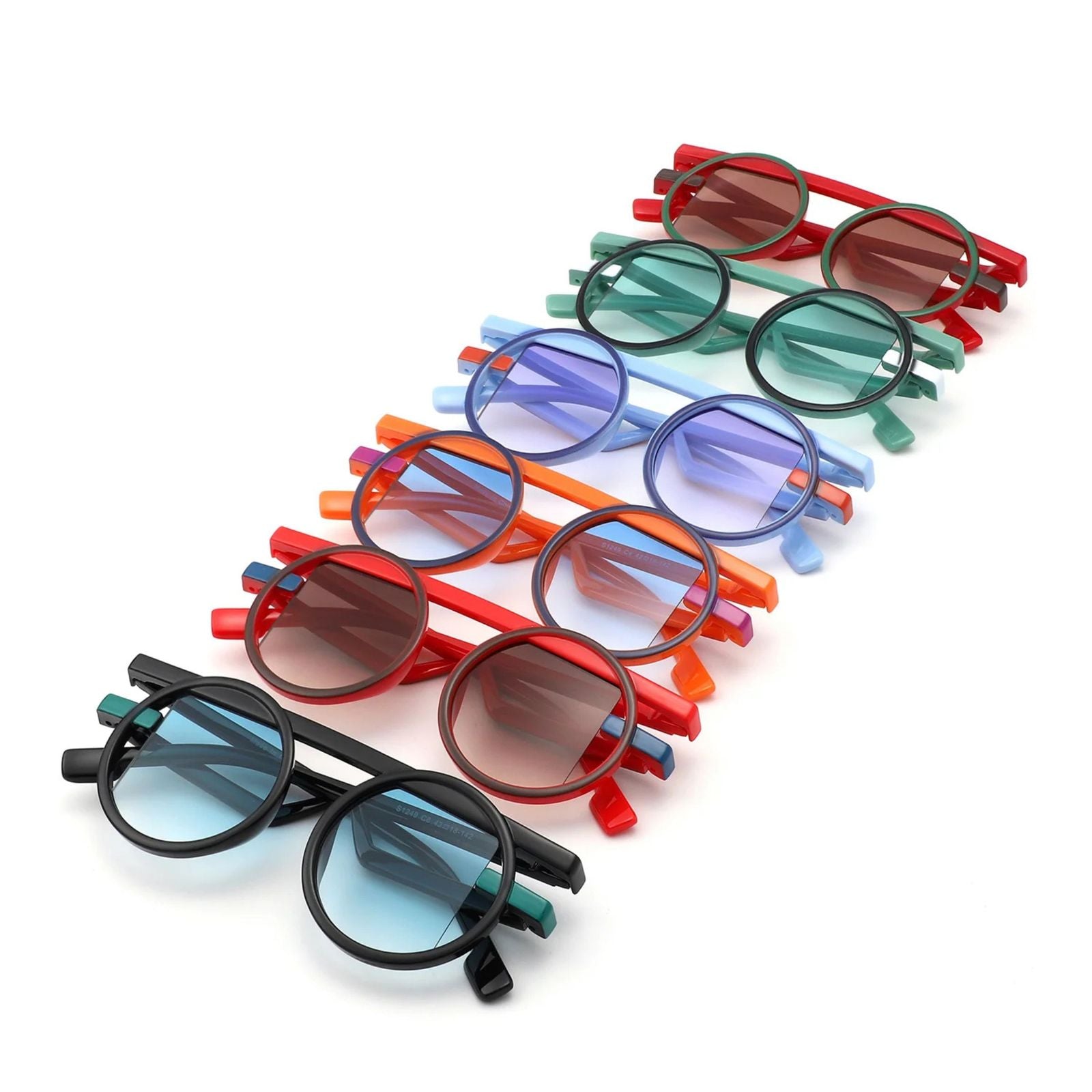 Sunglasses Black Round Futuristic Double Frame
