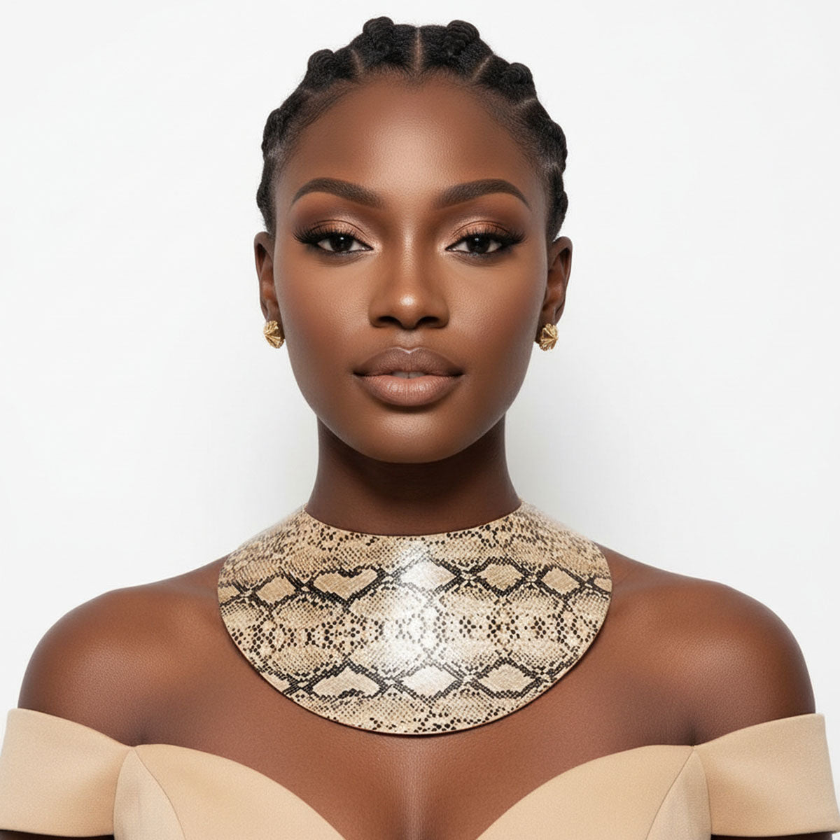 Ivory Snake Print Collar Choker Set