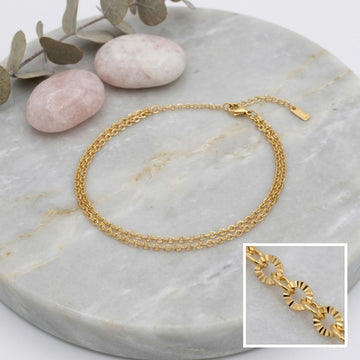 18k Gold Steel Double Layer Chain Anklet