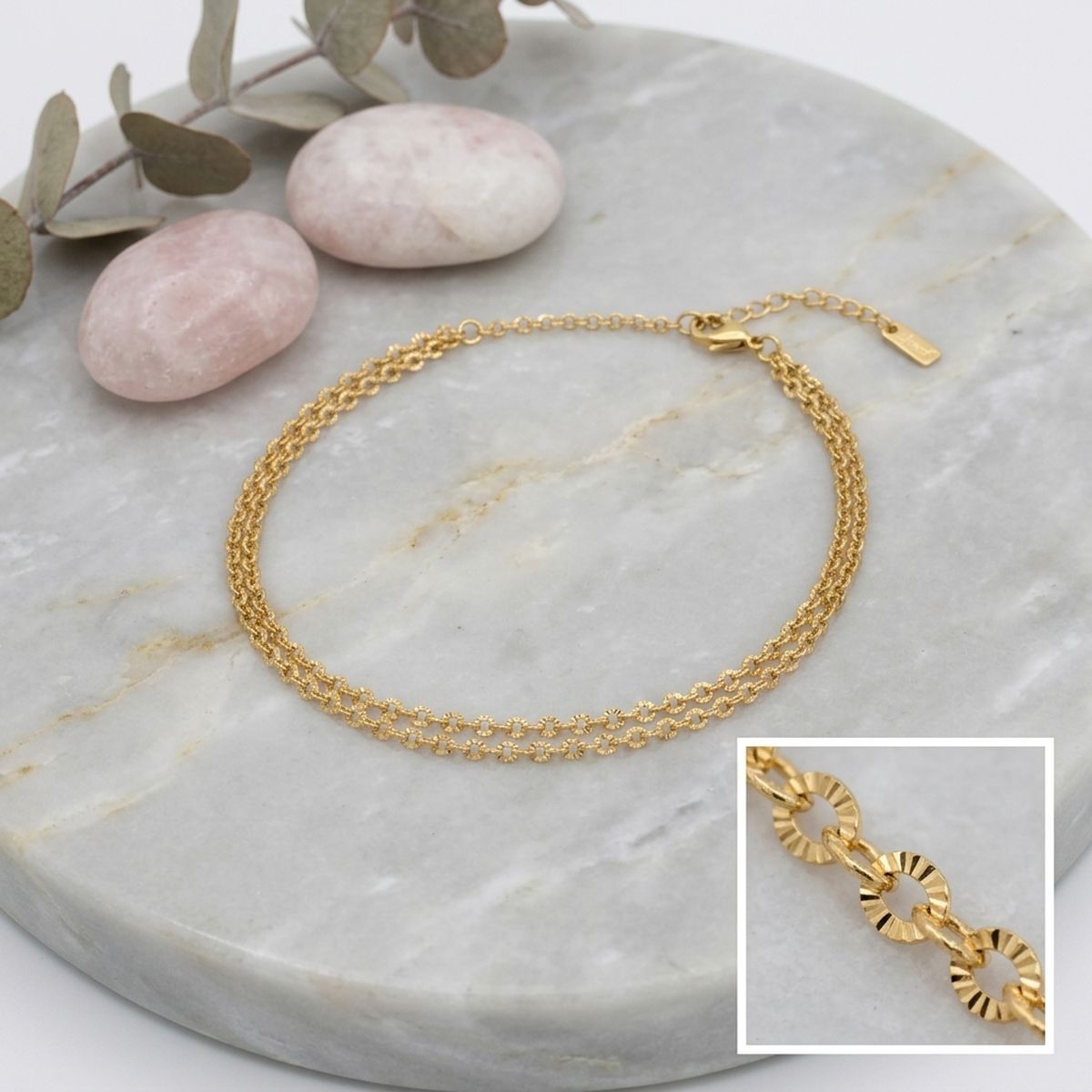 18k Gold Steel Double Layer Chain Anklet
