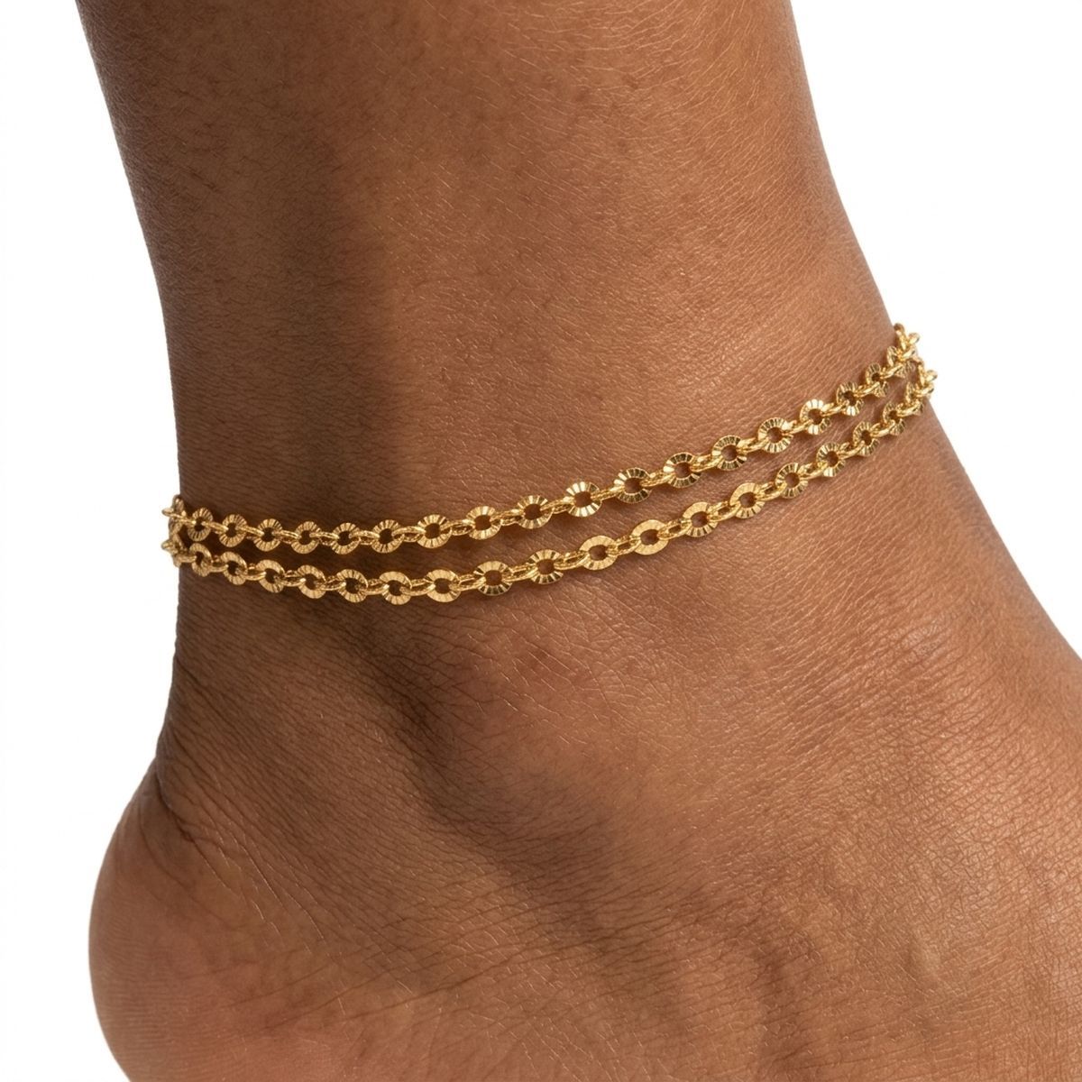 18k Gold Steel Double Layer Chain Anklet