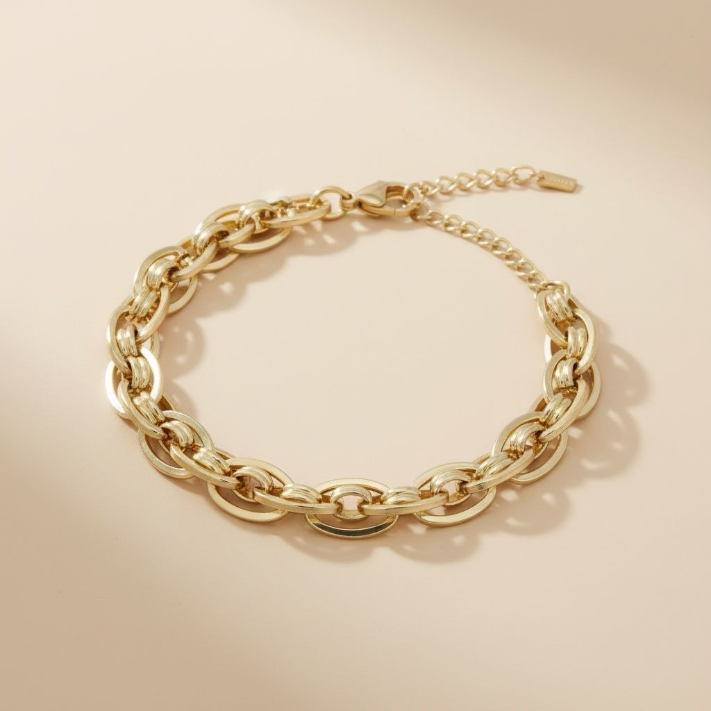 8mm Gold 18K Steel Handmade Chain Bracelet