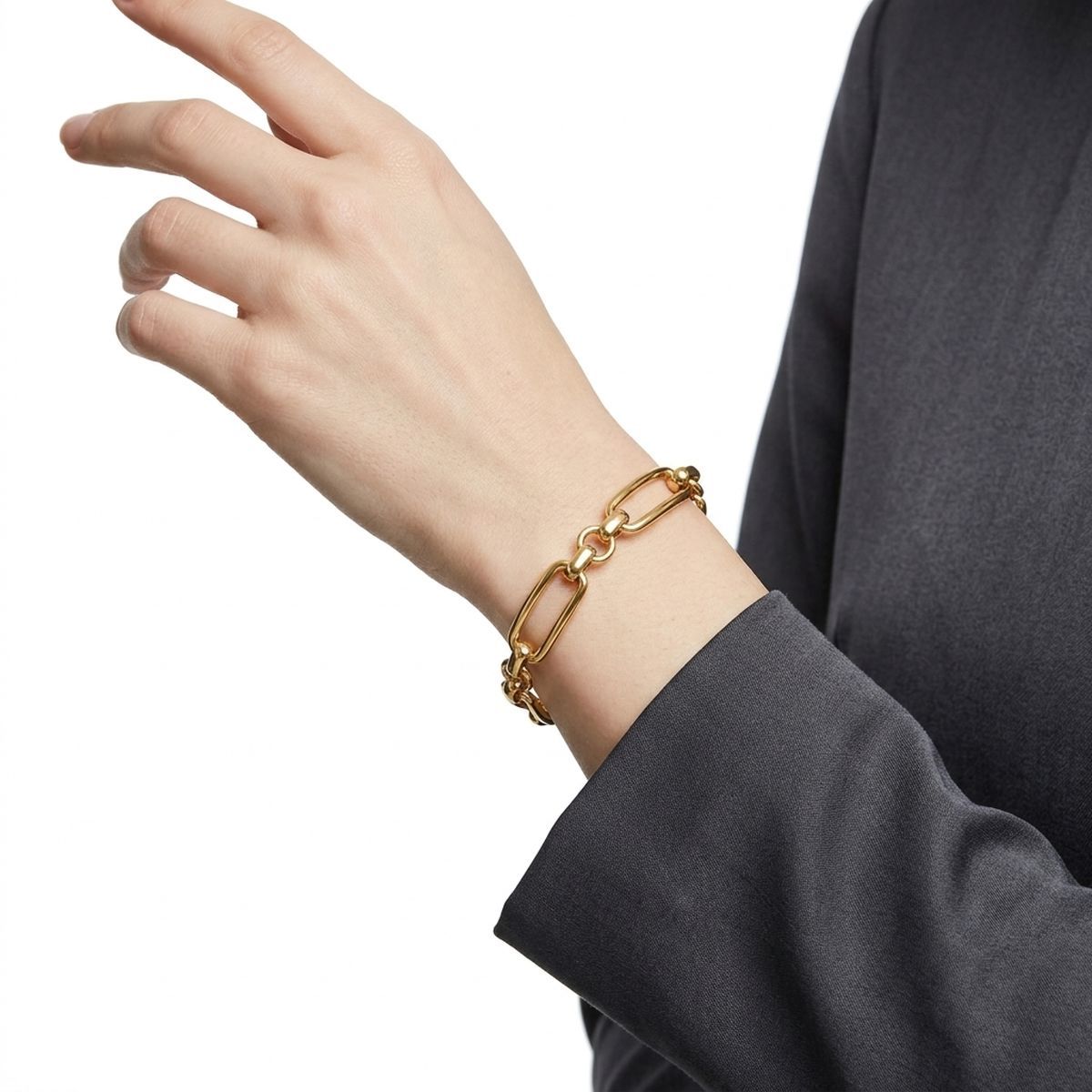 18K Gold Stainless Bracelet with Handmade Links