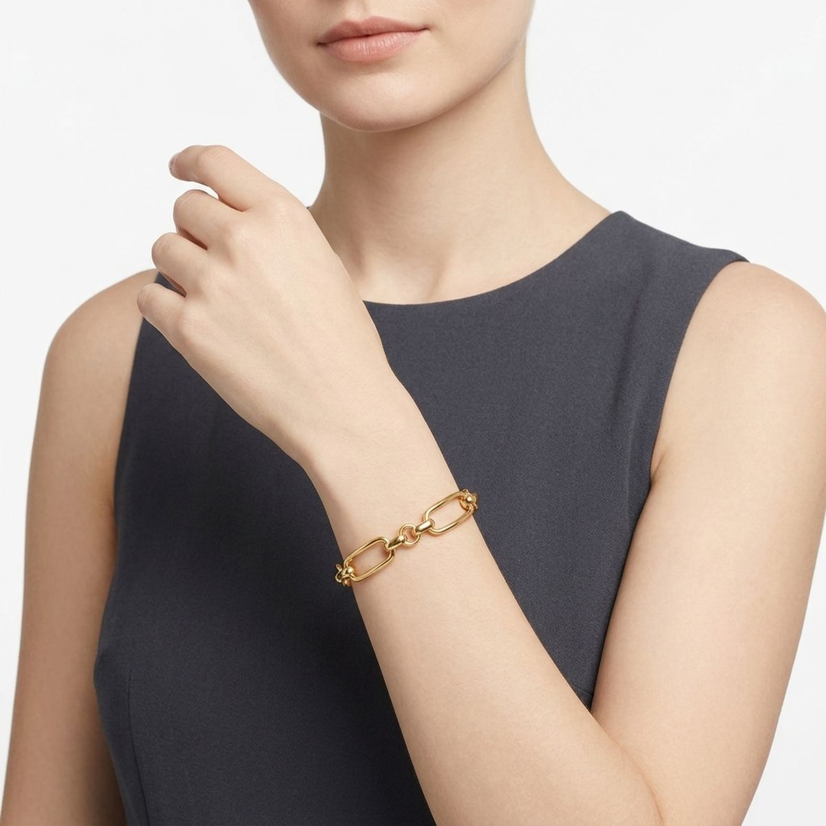 18K Gold Stainless Bracelet with Handmade Links
