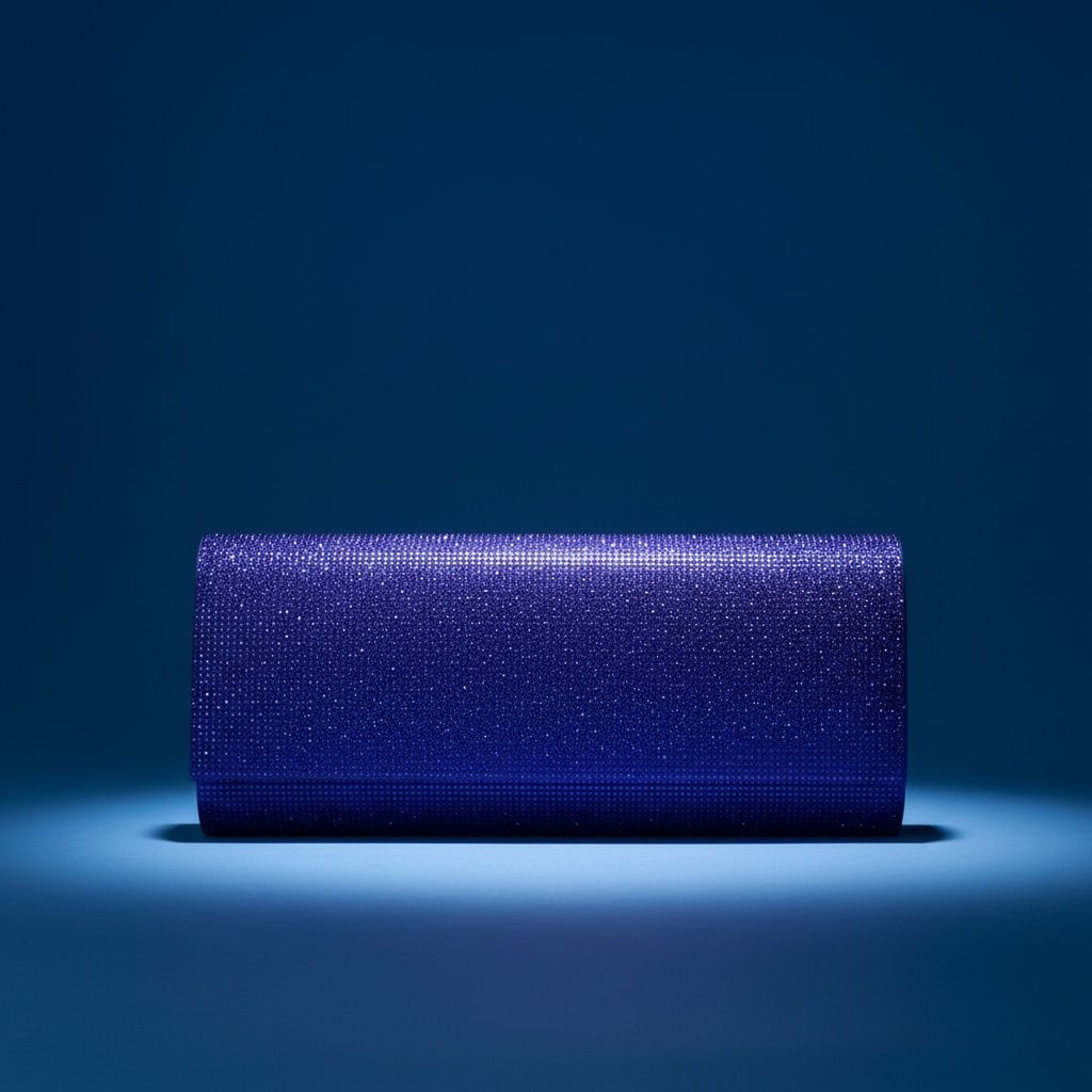 Clutch XLong Blue Rhinestone Flap Evening Bag