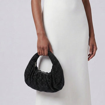Clutch Premium Black Rhinestone Mesh Hobo Bag