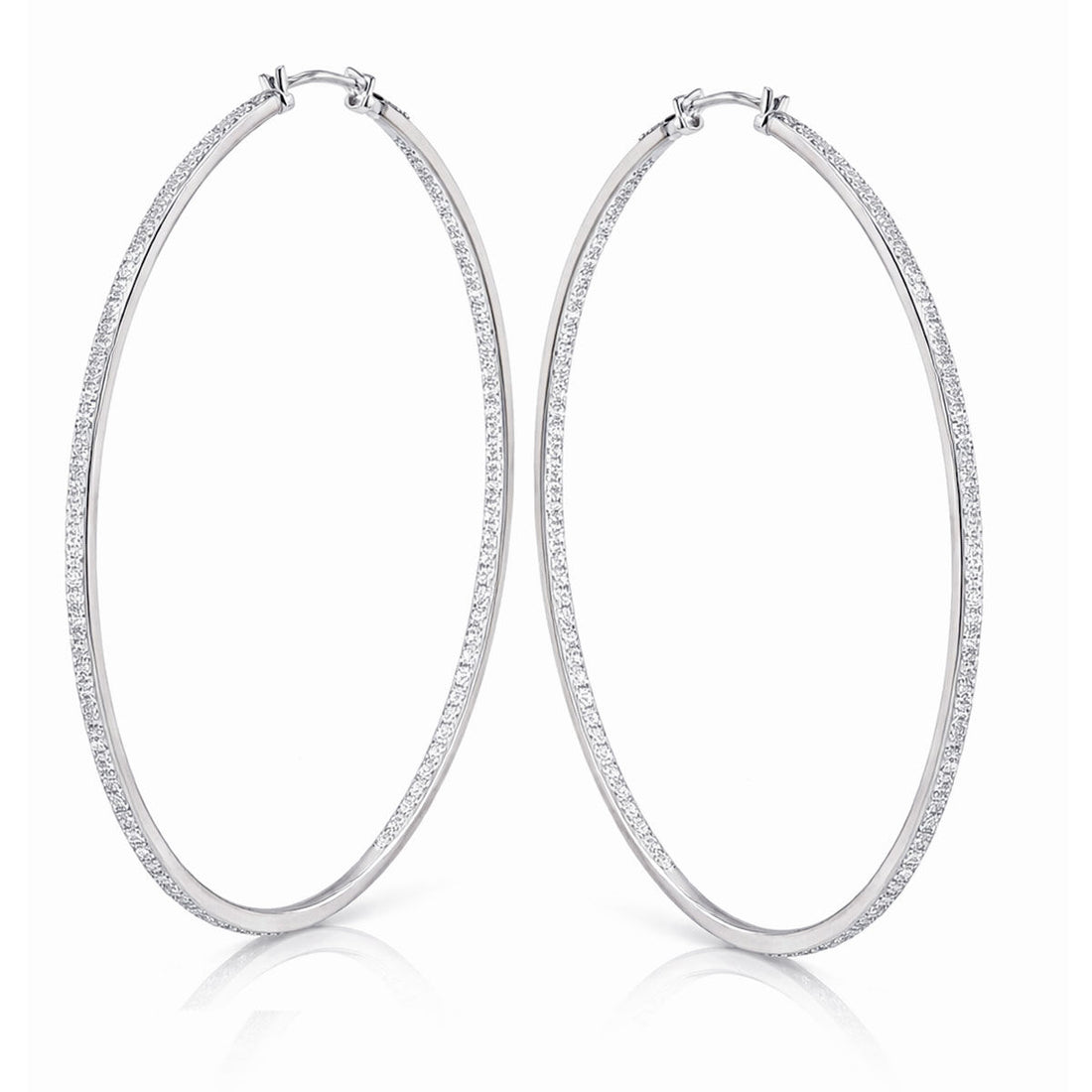 Stainless  Steel Inside Out Rhinestone Earrings