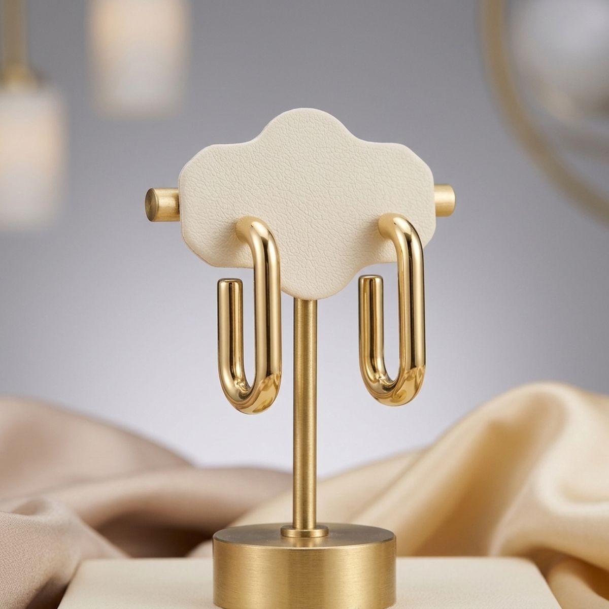 Open Hoop 18K Gold Stainless Oval Tube Earrings