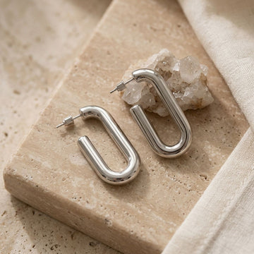 Open Hoop Stainless Steel Oval Tube Earrings