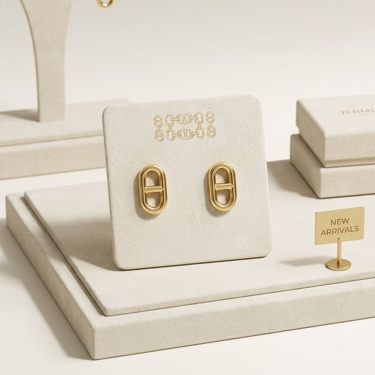 Stud 18K Gold Stainless Mariner Anchor Earrings