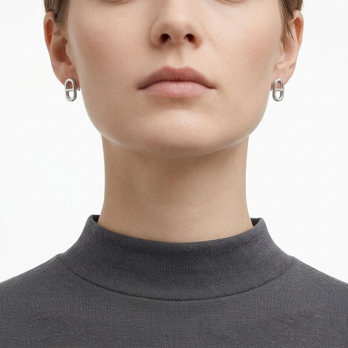 Stud Silver Stainless Mariner Anchor Earrings