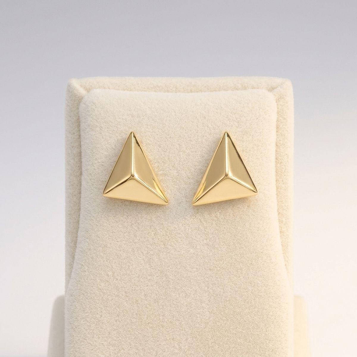 Stud 18K Gold Stainless Pyramid Triangle Earrings