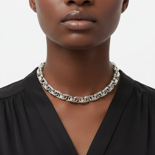 8mm Silver Stainless Steel Handmade Chain Necklace