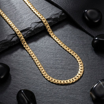 Mens 24in 8mm Gold 18K Stainless Steel Miami Chain