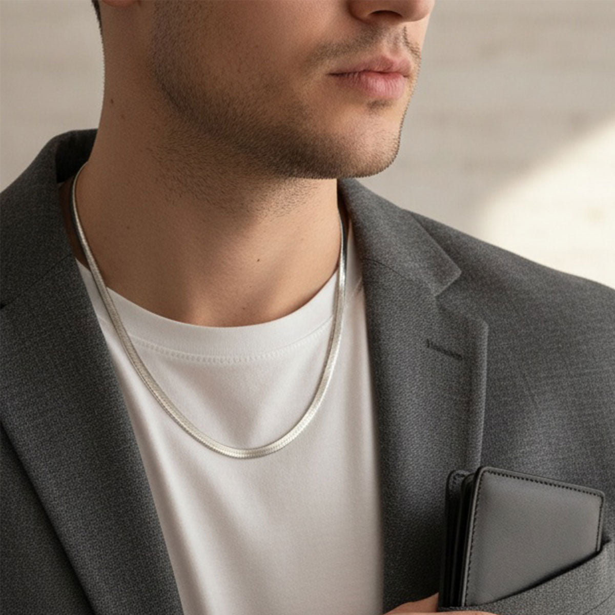 Mens 20in 6.5mm Stainless Steel Herringbone Chain
